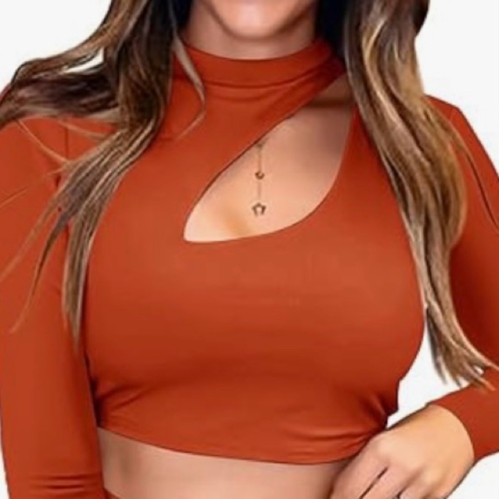 BTFBM • NEW! Ribbed Cut Out Long Sleeve Cropped Top - Size S - Picture 5 of 16